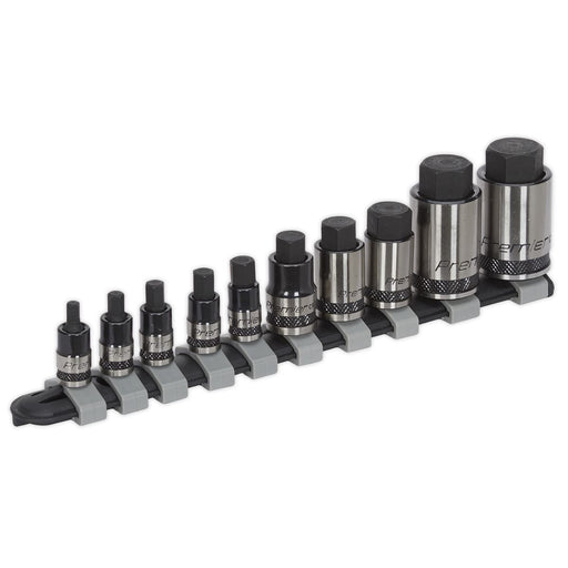 Sealey Premier Black 1/4" 3/8" 1/2" Drive Stubby Hex Socket Set 4-19mm S2 Steel Sealey  - Dynamic Drive