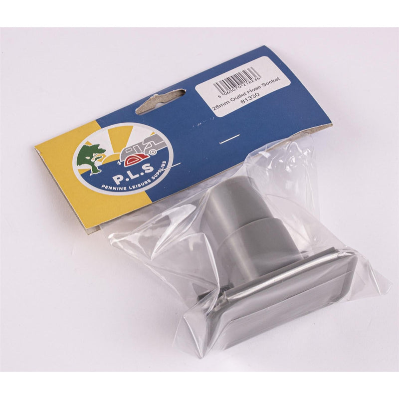 28mm Grey Waste Water Outlet Socket + Flap Connector Caravan Motorhome 81330 PLS  - Dynamic Drive