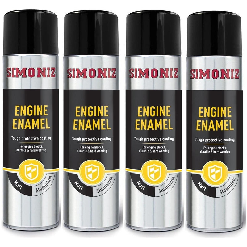 4x Simoniz Enamel Matt Aluminium Engine Enamel Car Spray Paint Aerosol Can 500ml Simoniz  - Dynamic Drive