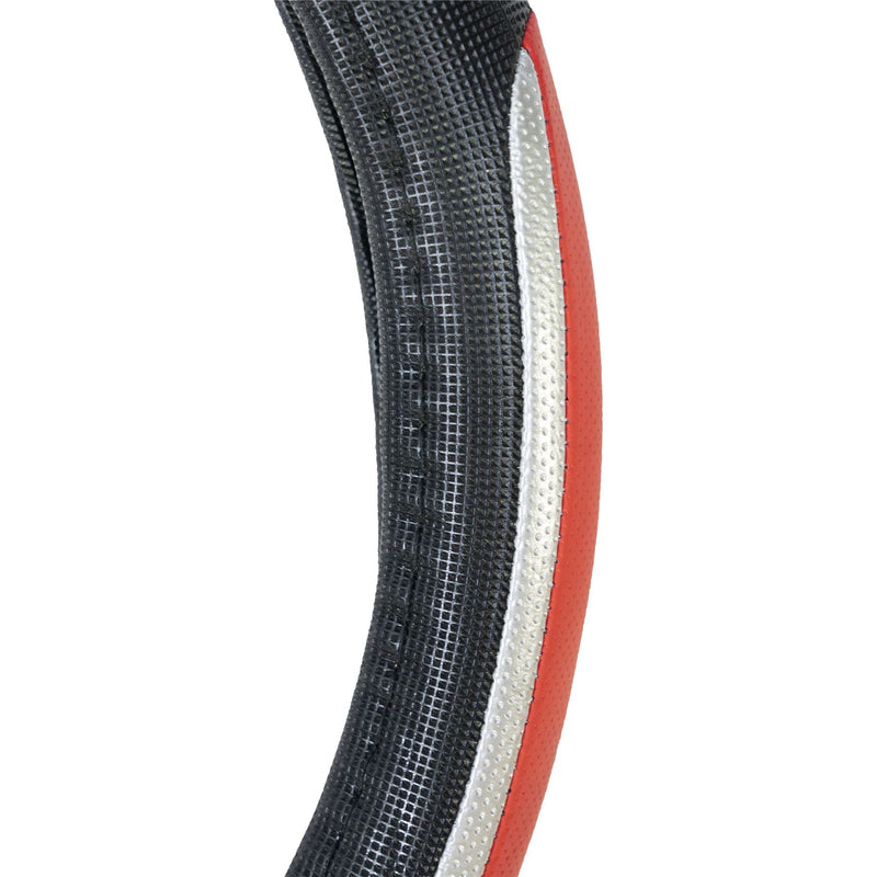 Simply Luxury Steering Wheel Cover Black Red & Chrome 15" Universal Protector Simple  - Dynamic Drive