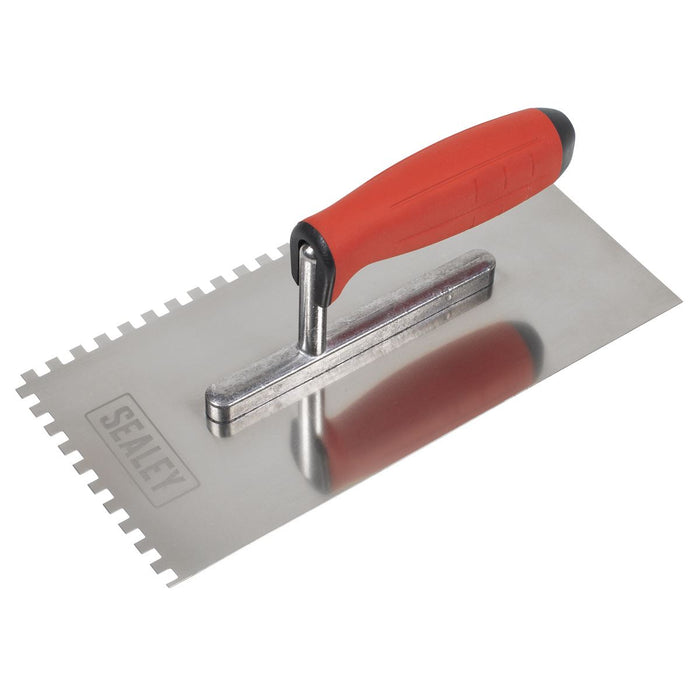 Sealey Stainless Steel 6mm Notched Trowel with Rubber Handle 270mm T7806 Sealey - Dynamic Drive