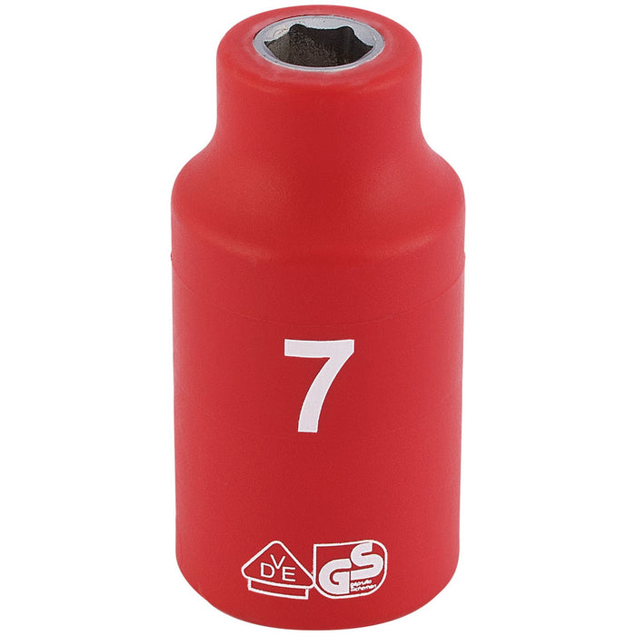 Draper Fully Insulated VDE Socket, 3/8" Sq. Dr., 7mm 31500 Draper - Dynamic Drive