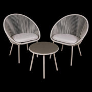 Dellonda Como 3 Piece Steel Bistro Set with Tempered Glass Top Dellonda - Dynamic Drive