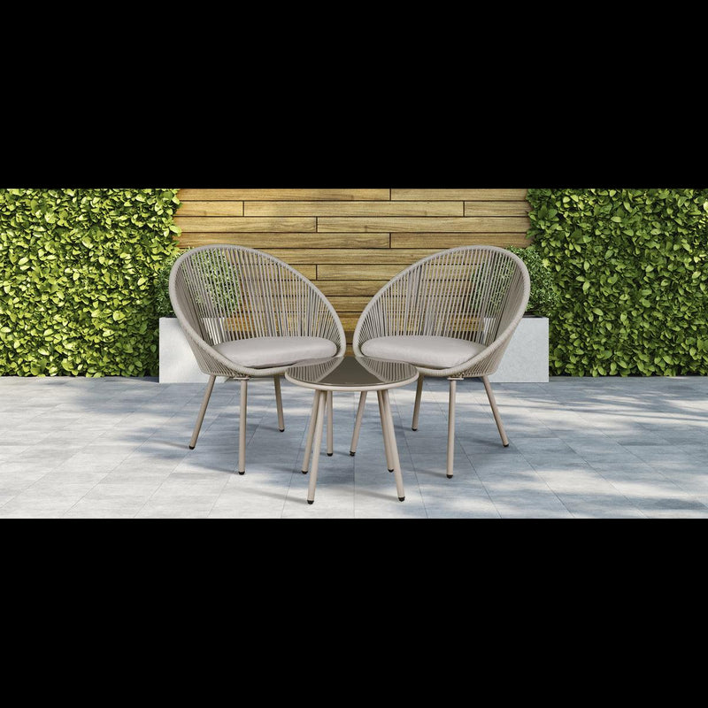 Dellonda Como 3 Piece Steel Bistro Set with Tempered Glass Top Dellonda - Dynamic Drive