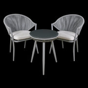 Dellonda Echo 3 Piece Balcony Set with Tempered Glass Top Dellonda - Dynamic Drive