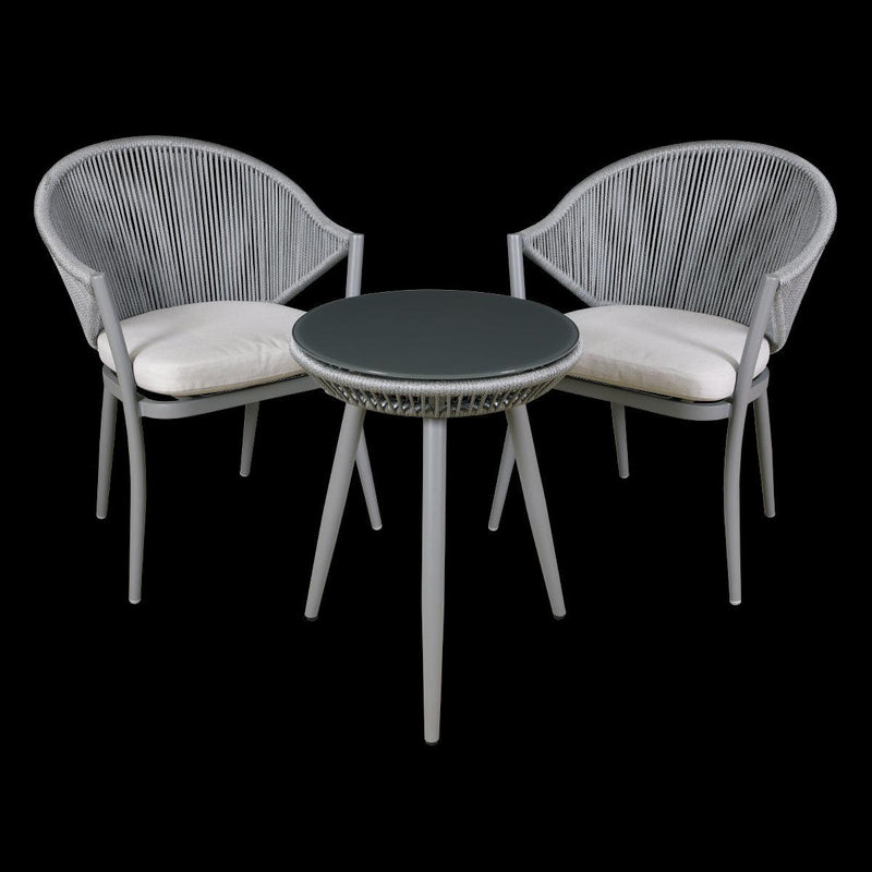 Dellonda Echo 3 Piece Balcony Set with Tempered Glass Top Dellonda - Dynamic Drive