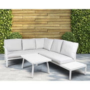 Dellonda Kyoto White 3 Piece Outdoor Garden Corner Sofa & Coffee Table Set Dellonda - Dynamic Drive
