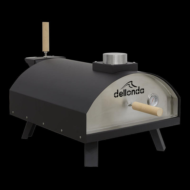 Dellonda Portable Wood-Fired 14" Pizza Oven and Smoking Oven Black/Stainless Steel Dellonda - Dynamic Drive