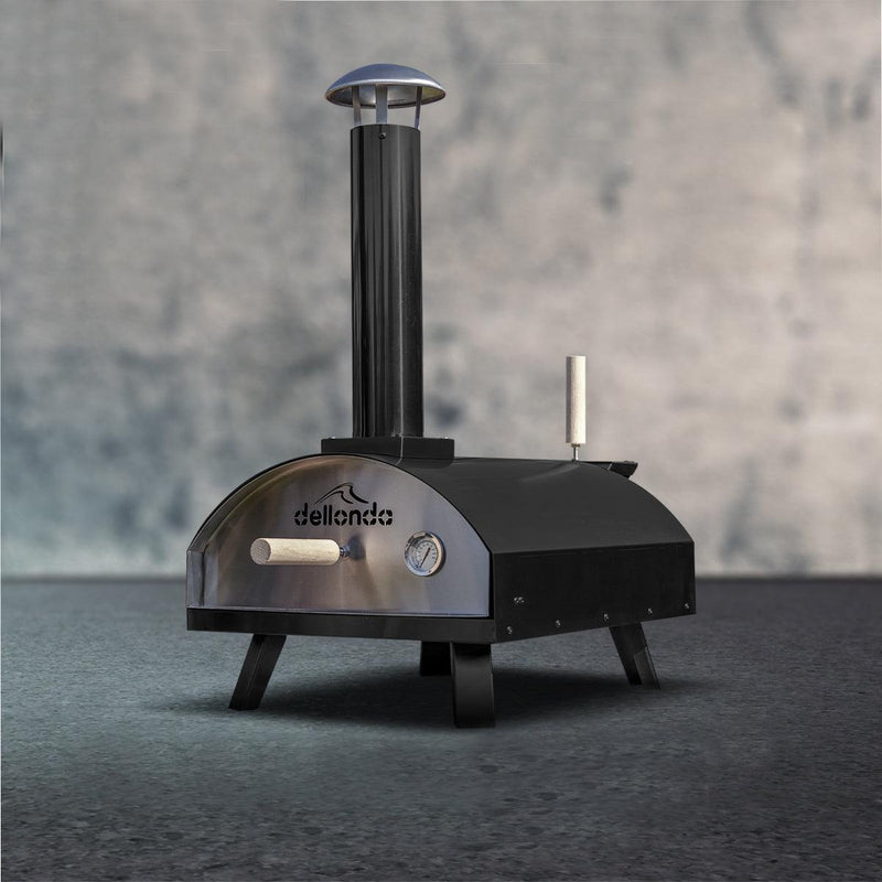 Dellonda Portable Wood-Fired 14" Pizza Oven and Smoking Oven Black/Stainless Steel Dellonda - Dynamic Drive