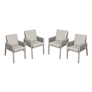 Dellonda Set of 4 Fusion Garden/Patio Aluminium Dining Chairs with Armrests - Light Grey Dellonda - Dynamic Drive