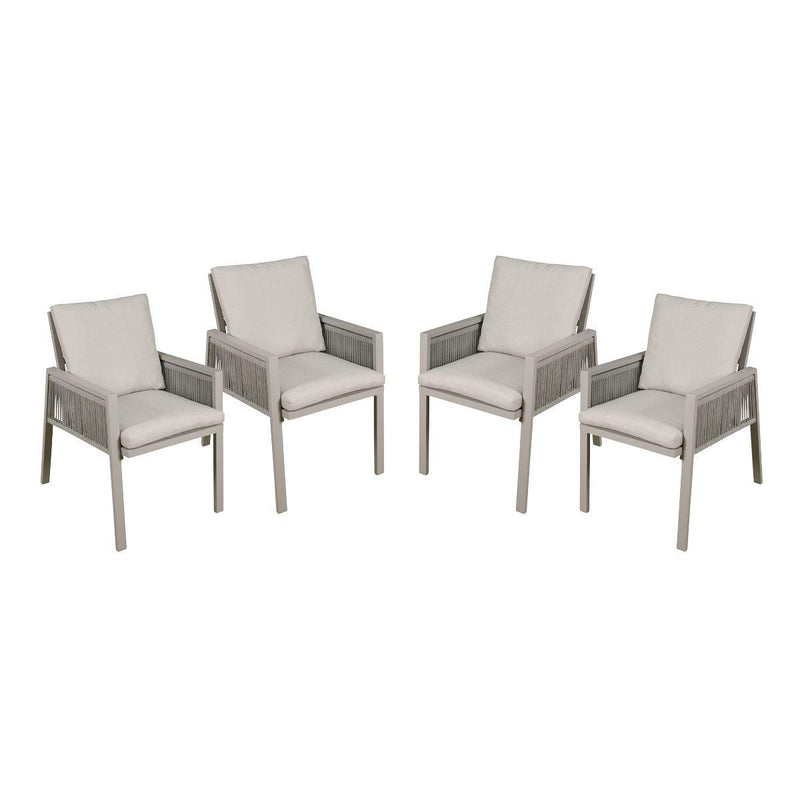Dellonda Set of 4 Fusion Garden/Patio Aluminium Dining Chairs with Armrests - Light Grey Dellonda - Dynamic Drive