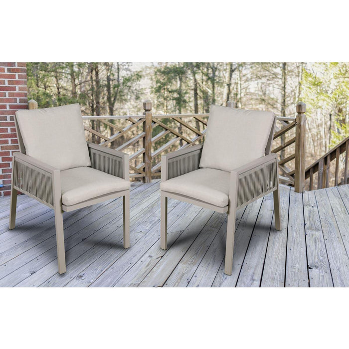 Dellonda Set of 4 Fusion Garden/Patio Aluminium Dining Chairs with Armrests - Light Grey Dellonda - Dynamic Drive