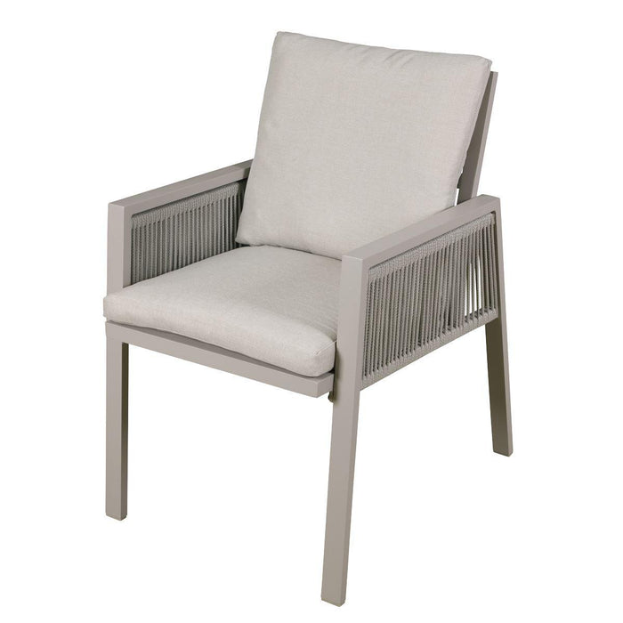 Dellonda Set of 4 Fusion Garden/Patio Aluminium Dining Chairs with Armrests - Light Grey Dellonda - Dynamic Drive