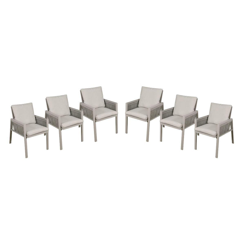 Dellonda Set of 6 Fusion Garden/Patio Dining Chairs with Armrests - Light Grey Dellonda - Dynamic Drive