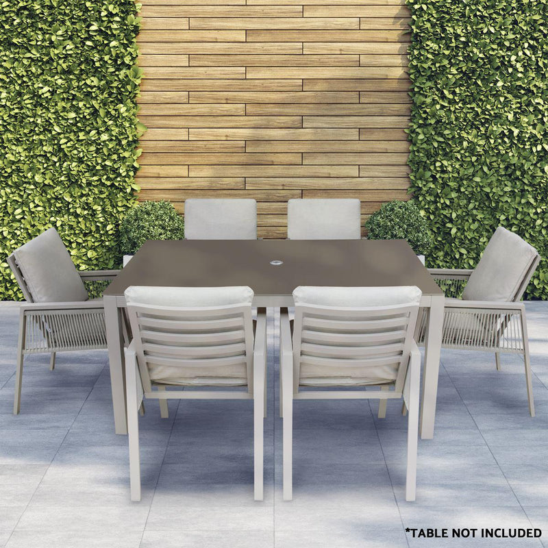 Dellonda Set of 6 Fusion Garden/Patio Dining Chairs with Armrests - Light Grey Dellonda - Dynamic Drive