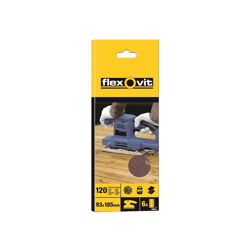 Flexovit 1/3 Sanding Sheets Perforated Fine 120 Grit (Pack 10) Flexovit - Dynamic Drive
