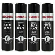 4x Simoniz Large Satin Black Acrylic Aerosol Car Spray Paint 500ml SIMP16D Simoniz - Dynamic Drive