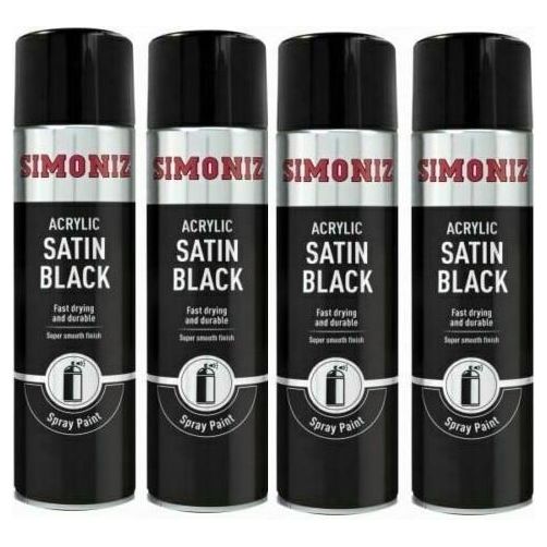 4x Simoniz Large Satin Black Acrylic Aerosol Car Spray Paint 500ml SIMP16D Simoniz - Dynamic Drive