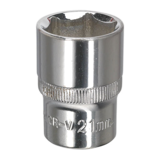 Sealey WallDrive Socket 21mm 1/2"Sq Drive Fully Polished SP1221 Sealey - Dynamic Drive