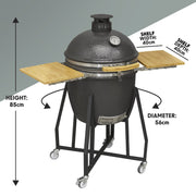 Dellonda Deluxe 22"(56cm) Ceramic Kamado Style BBQ with Wheeled Stand Dellonda - Dynamic Drive