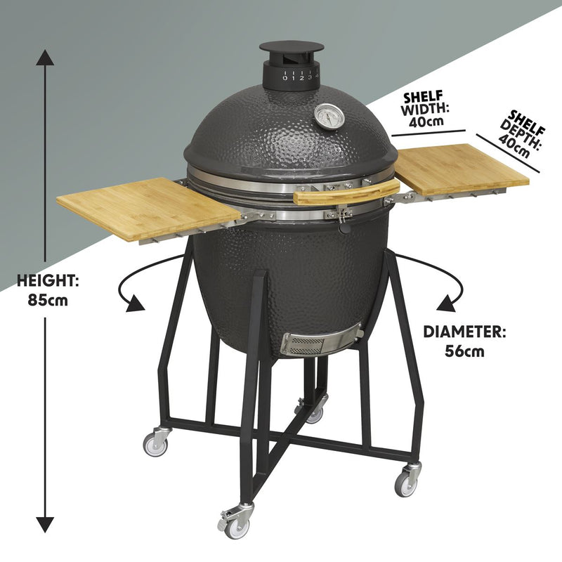 Dellonda Deluxe 22"(56cm) Ceramic Kamado Style BBQ with Wheeled Stand Dellonda - Dynamic Drive