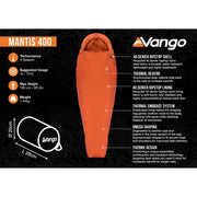 Vango Mantis 400 Sleeping Bag Harissa Vango - Dynamic Drive