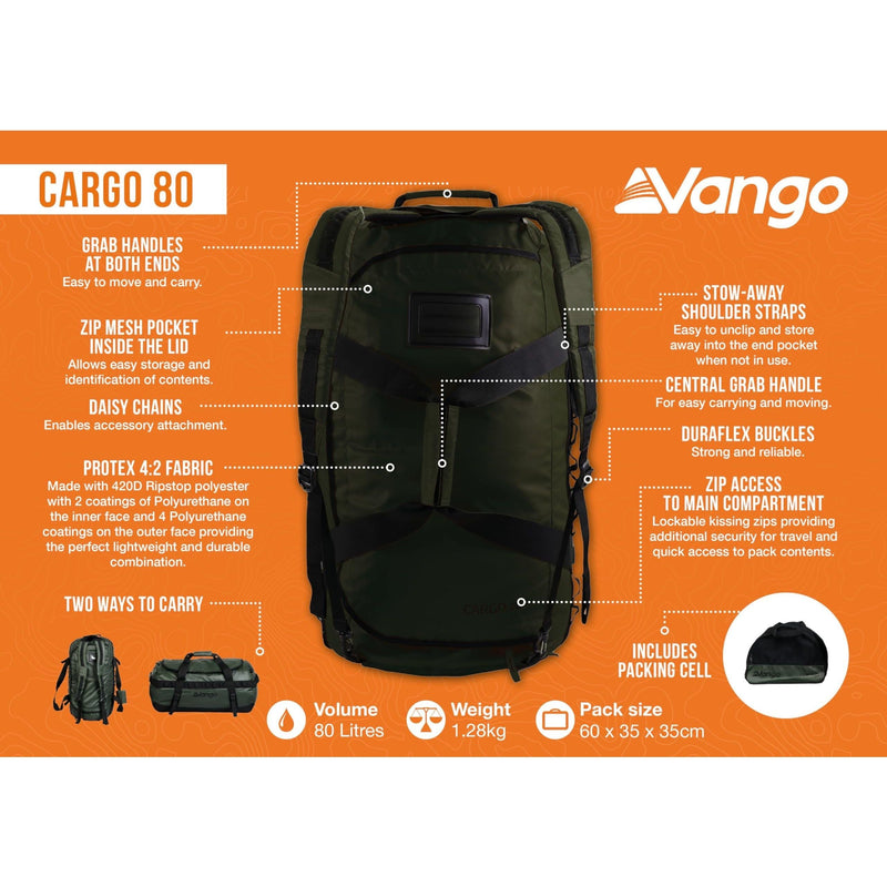 Vango Cargo 80 Rucksack Vintage Green Vango - Dynamic Drive