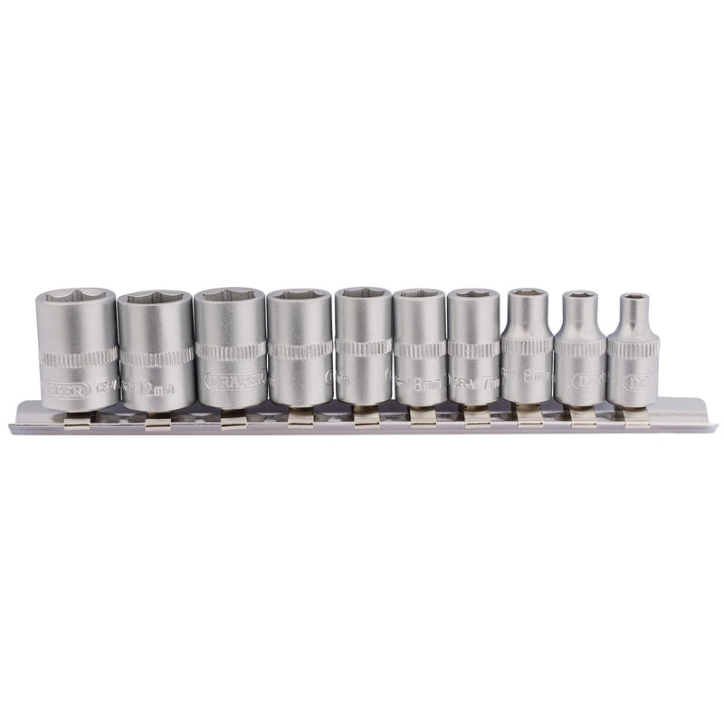 Draper Metric Socket on Metal Rail, 1/4" Sq. Dr. (10 Piece) 16398 Draper - Dynamic Drive