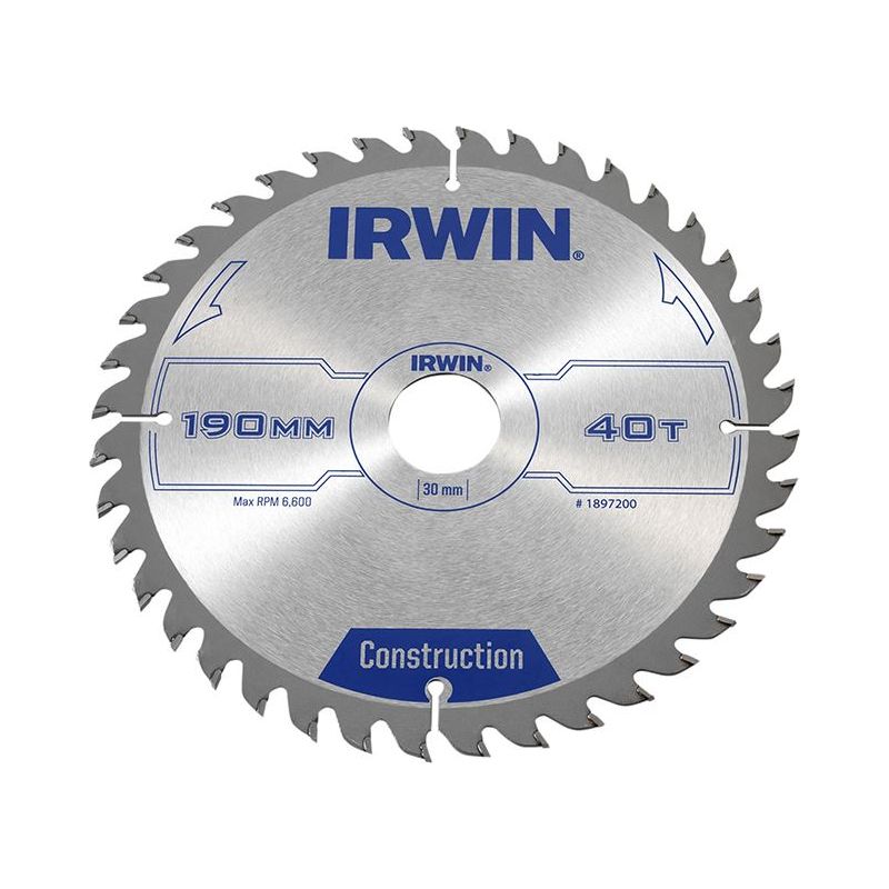 Irwin® Construction Circular Saw Blade 190 x 30mm x 40T ATB IRWIN® - Dynamic Drive