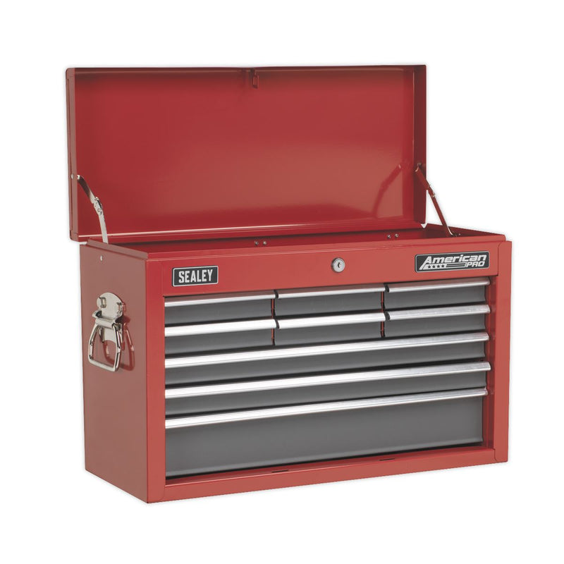 Sealey Topchest 9 Drawer with Ball-Bearing Slides - Red/Grey Sealey  - Dynamic Drive