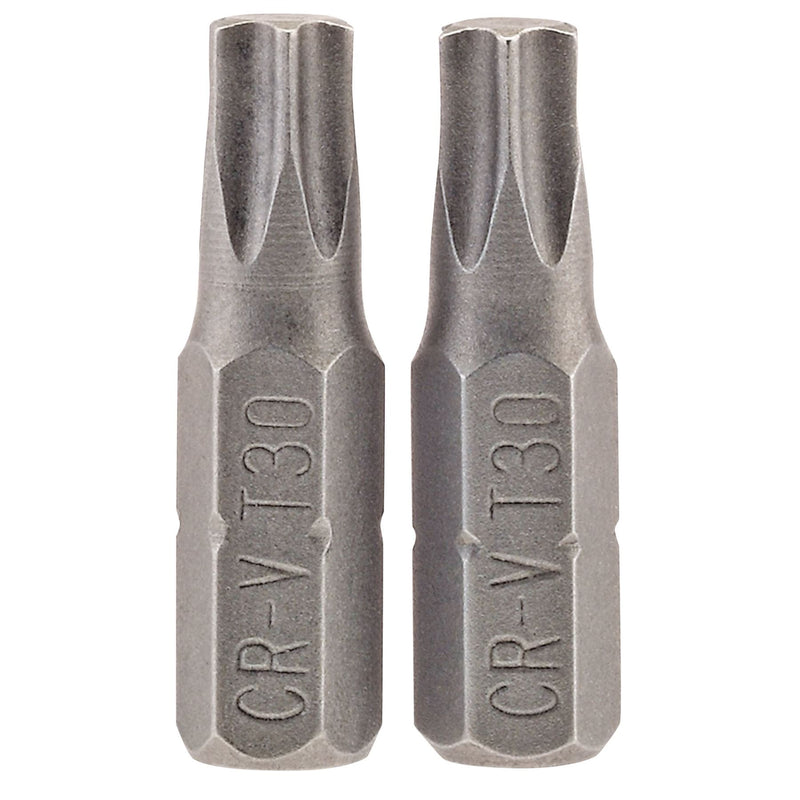 Draper TX-STAR Insert Bit, 1/4" Hex, 25mm Long, T30 (Pack of 2) Draper - Dynamic Drive