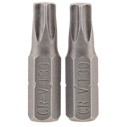 Draper TX-STAR Insert Bit, 1/4" Hex, 25mm Long, T30 (Pack of 2) Draper - Dynamic Drive