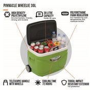 Vango Pinnacle Wheelie 30L 72H Cool Box Green Picnic Camping Food Drink Cooler Vango - Dynamic Drive