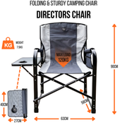 Olpro Directors Chair with side table Grey & Charcoal Olpro - Dynamic Drive
