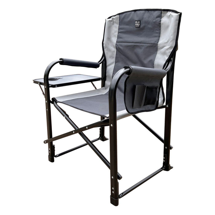 Olpro Directors Chair with side table Grey & Charcoal Olpro - Dynamic Drive