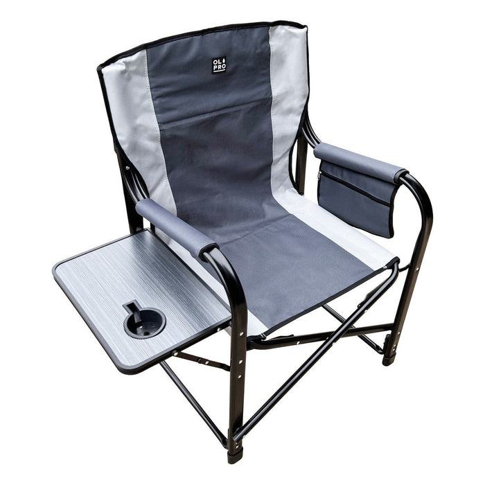Olpro Directors Chair with side table Grey & Charcoal Olpro - Dynamic Drive