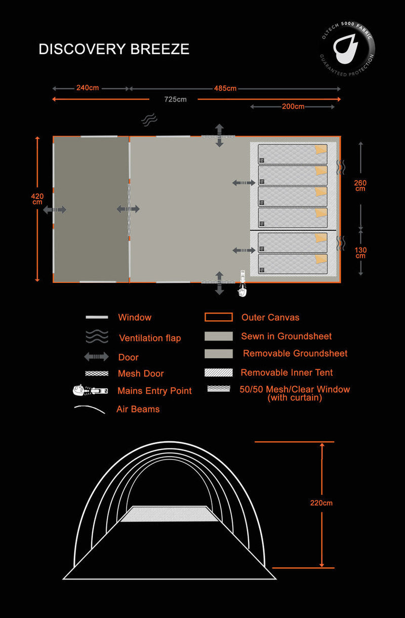 Olpro Discovery Breeze - 6 Berth Inflatable Tent Olpro - Dynamic Drive
