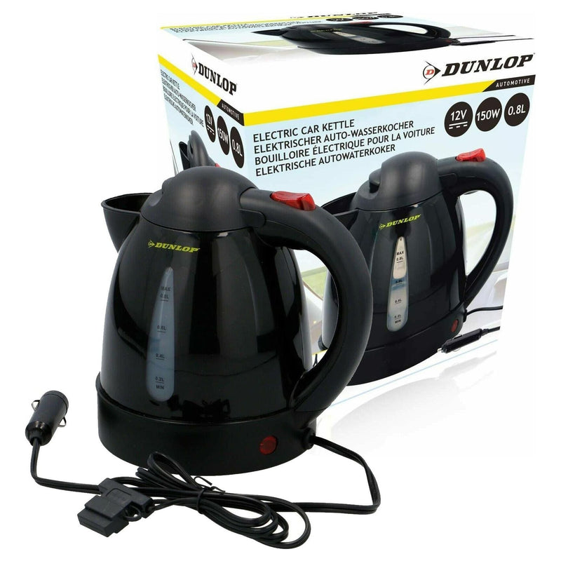 12V In Car Dunlop Kettle 0.8 Litre 150W 12 Volt Caravan Van 4X4 Boat Travel Dunlop - Dynamic Drive