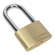 Sealey Brass Body Padlock Long Shackle 60mm Sealey - Dynamic Drive