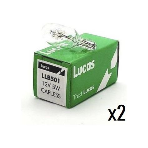 2x Genuine Lucas Capless Bulbs 501 LLB501 12v 5W Side Light Number Plate Bulb Lucas  - Dynamic Drive