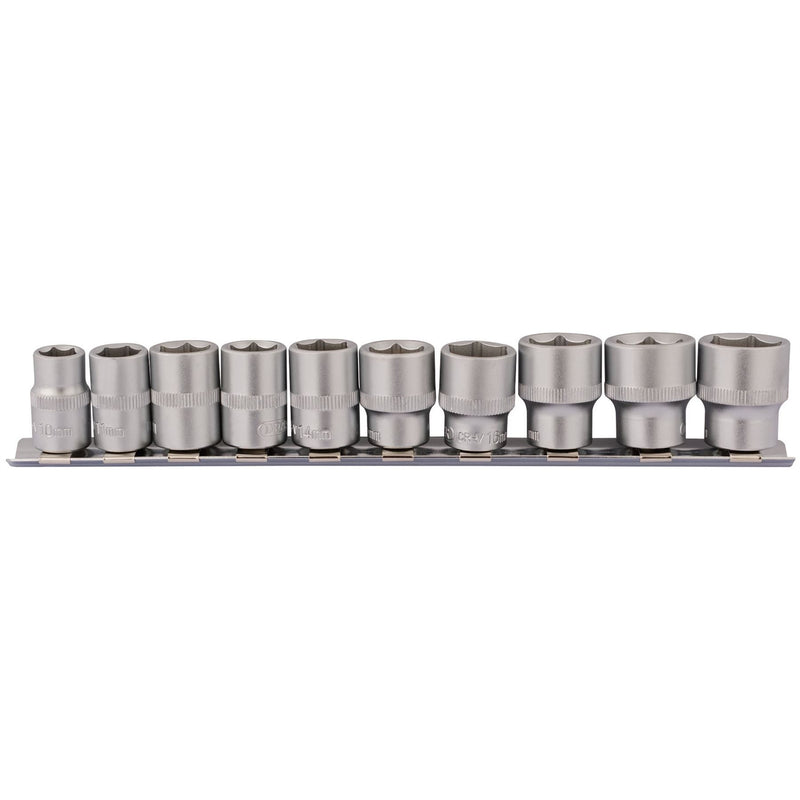 Draper Socket Set on Metal Rail, 3/8" Sq. Dr. (10 Piece) 16400 Draper - Dynamic Drive