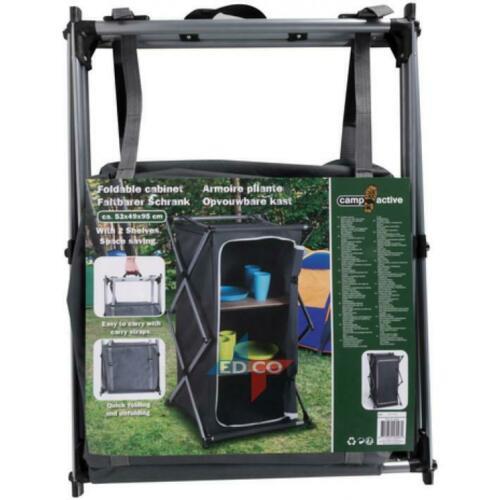 Camping Storage Cupboard Cabinet Folding Canvas Clothes Wardrobe 2 Shelves Camp Active  - Dynamic Drive