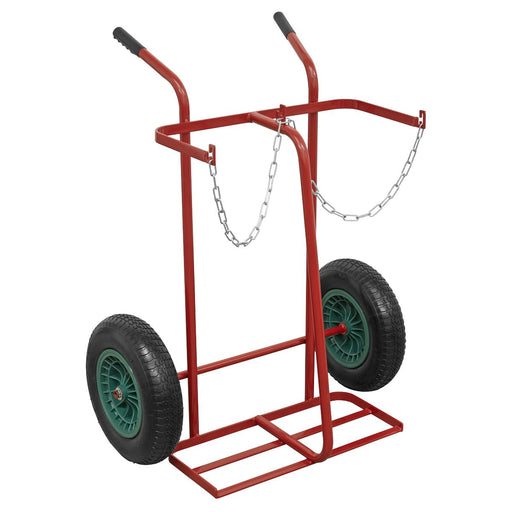 Sealey Welding Bottle Trolley with Pneumatic Tyres 2 Bottle ST28P Sealey - Dynamic Drive