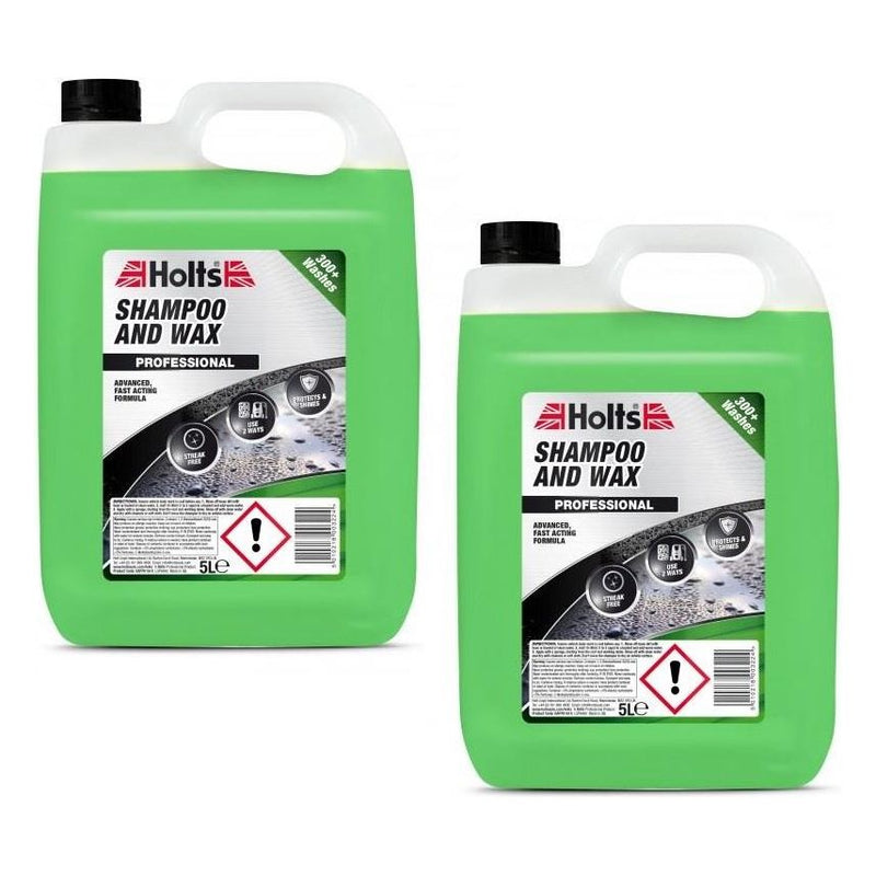 2 x Holts Car Shampoo and Wax Streak Free Professional Wash Polish Shine 5L Holts - Dynamic Drive