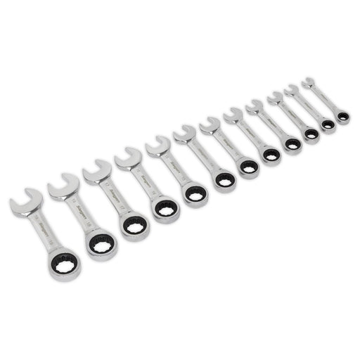 Seigen by Sealey Stubby Ratchet Combination Spanner Set 12pc Metric S0633 Seigen by Sealey  - Dynamic Drive