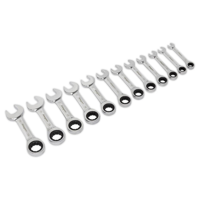 Seigen by Sealey Stubby Ratchet Combination Spanner Set 12pc Metric S0633 Seigen by Sealey  - Dynamic Drive
