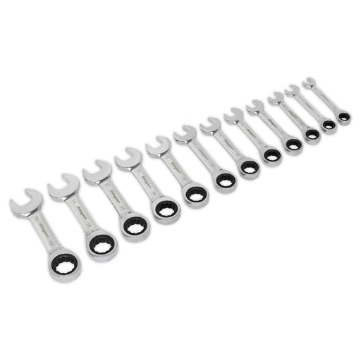 Sealey Stubby Ratchet Combination Spanner Set 12pc Metric S0633 Siegen by Sealey - Dynamic Drive