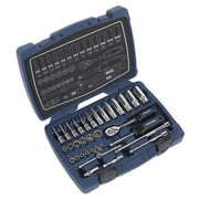 Sealey Premier 33pc 1/4" Drive WallDrive Metric Socket Set 4-14mm Ratchet Handle Sealey  - Dynamic Drive