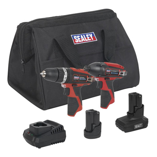 Sealey 2 x SV12 Series Cordless Power Tool Combo Kit 12V - 2 Batteries Sealey - Dynamic Drive
