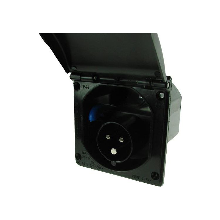 240V 16Amp MAINS FLUSH FIT SOCKET- CARAVAN INLET - BLACK - MP5985B Maypole  - Dynamic Drive